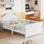 Lit simple pour enfants, lit plateforme simple en bois avec tête et pied de lit, blanc-526179657