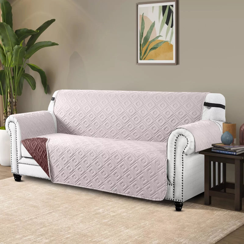Reversible Waterproof Sofa Cover – Quilted Anti-Slip Couch Protector with Adjustable Strap, 179cm H × 280cm W (3 Seater)