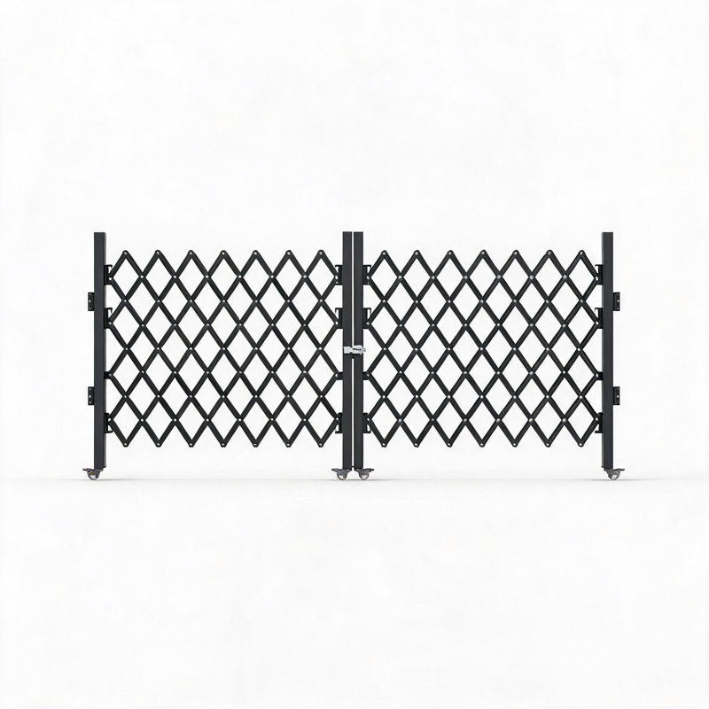 Barrière de sécurité extensible en acier au carbone avec double porte, 188 cm de large, noire, rétractable, avec verrouillage à 2 points, idéale pour les enfants, les animaux domestiques, les escaliers et les portes.