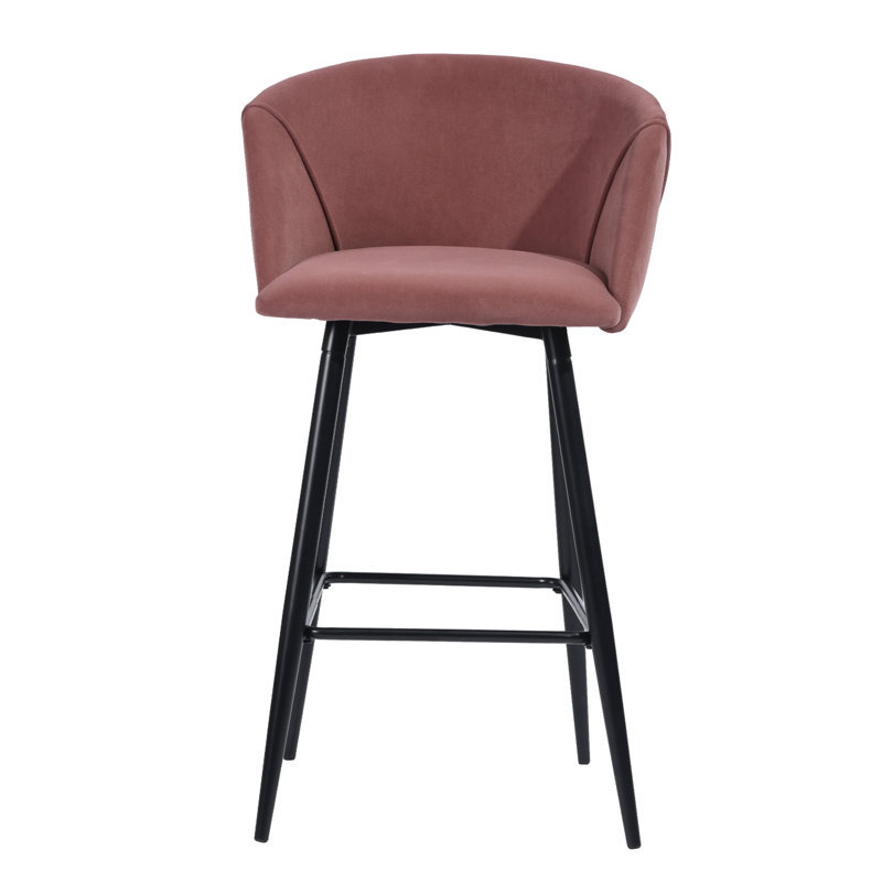Fryman Upholstered Counter Stool with Metal Frame, Rose