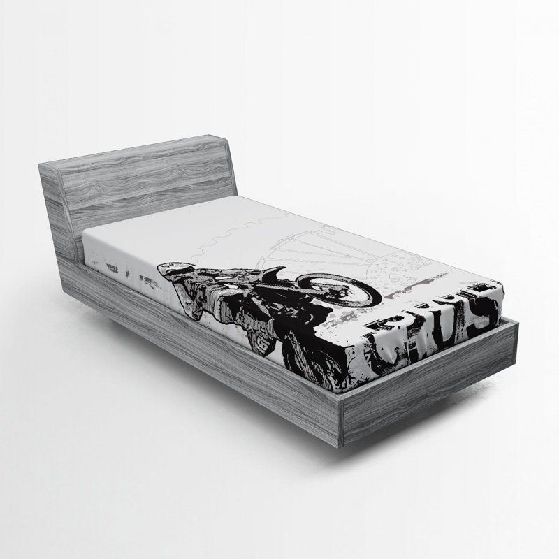 Motocross Racer Microfibre Jersey Knit Fitted Sheet, European Single (90 x 200cm)
