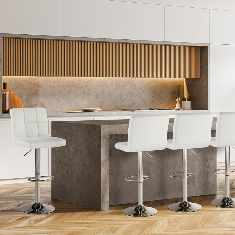 Tabouret de bar pivotant à hauteur réglable Charies, Blanc, 4, Aluminum