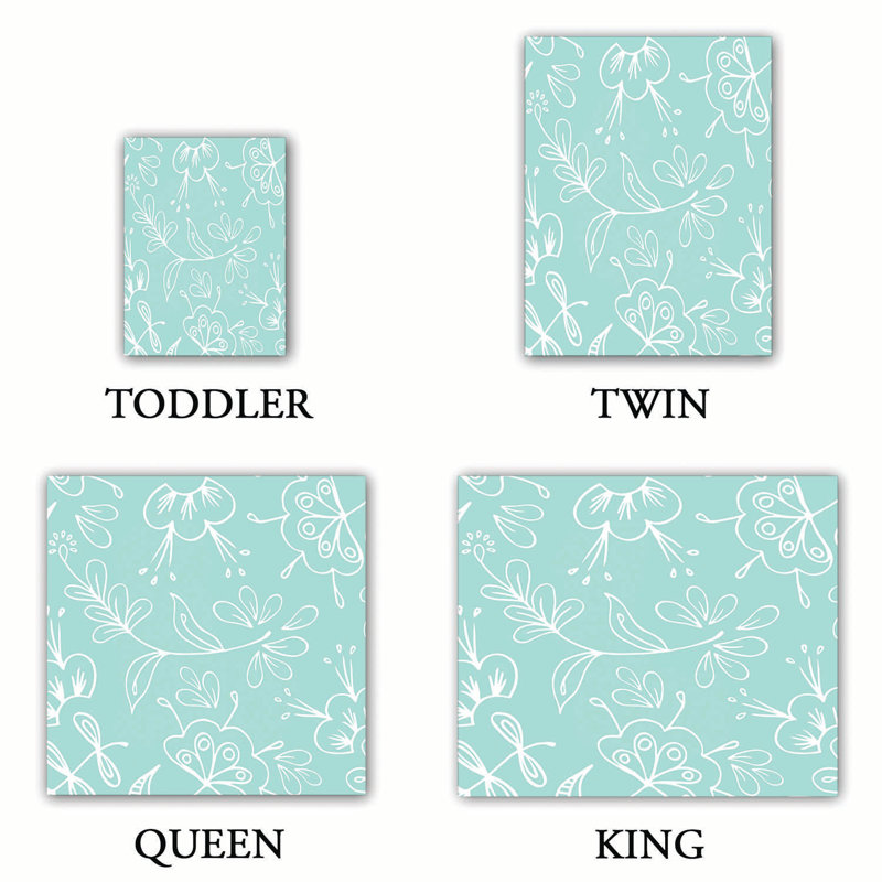 Polyester Floral Duvet Cover, 1 King Duvet Cover + 2 King Shams, Light Blue/White