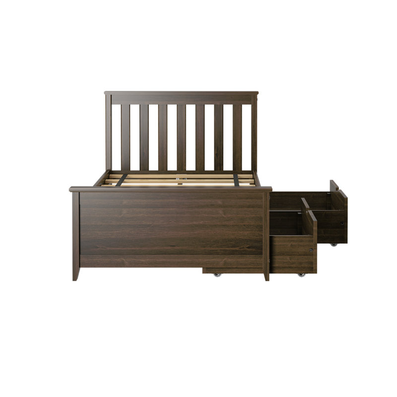 Boling Twin 2 Drawer Solid Wood Platform Bed , Walnut