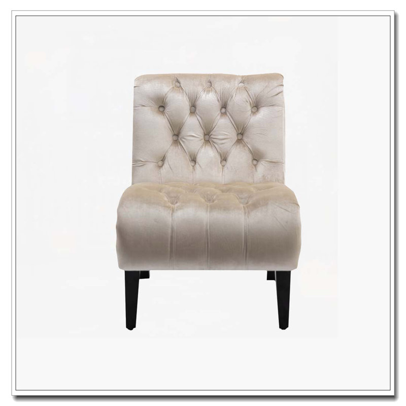 Chaise de salon en velours sans accoudoirs, Beige