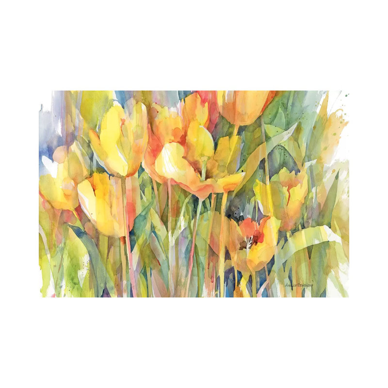 «Golden Group» par Annelein Beukenkamp - peinture sur toile tendue, H 12 po x l 18 po x 1,5 po