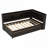 Twin Size Pine Wood Platform Bed with L-Shaped Bookcases, USB Ports &amp; Drawers – Espresso, No Box Spring Needed