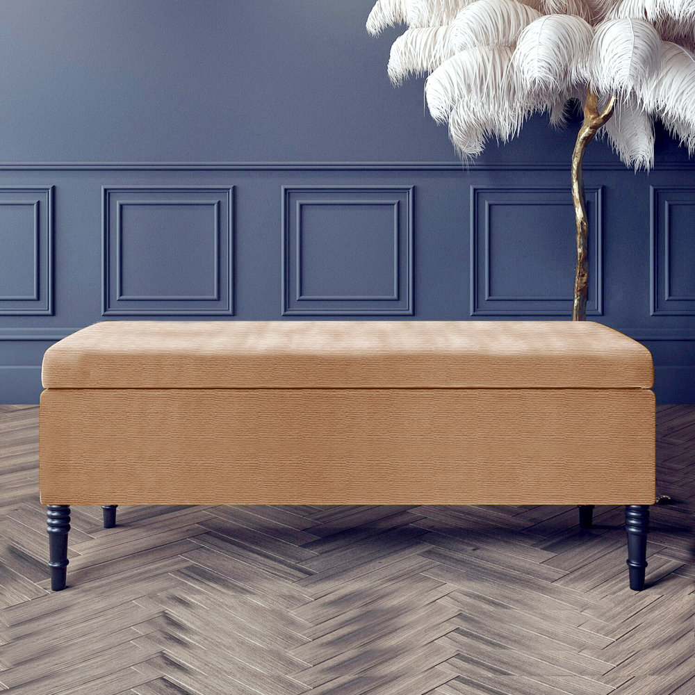 Paris Plain Naples Ottoman Storage Bench, Upholstered End of Bed Bench with Legs, Rectangle Coffee Table with Storage, Window Seat Ottoman Footstool f