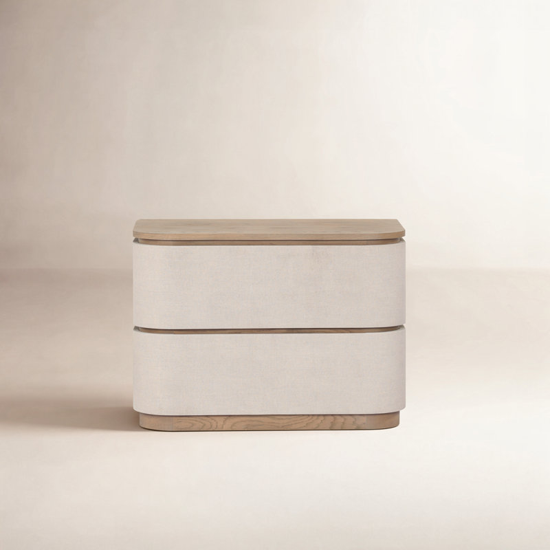 Mariella Nightstand-Beige Painted Linen