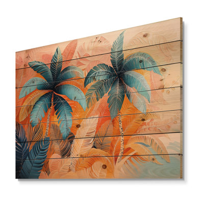 «Plam Trees Dream Fragments» - art mural bois de palmiers et de palmiers - sur bois de pin naturel