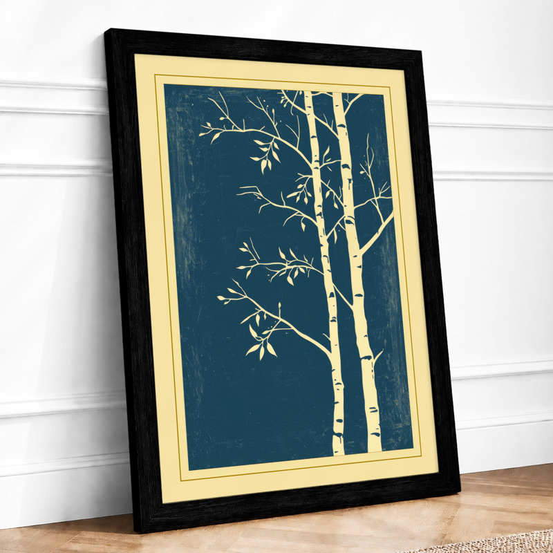 Winter Trees In Blue Japandi - Print, Black, A4 - 29.7 x 21.0 cm