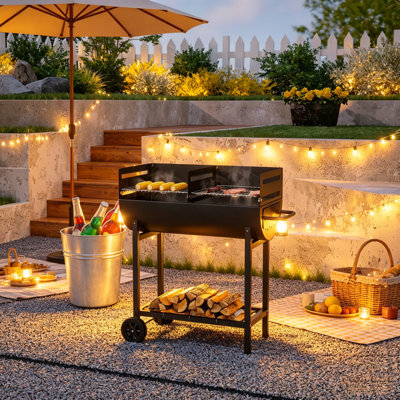 CLIY 90cm W Barrel Charcoal Grill