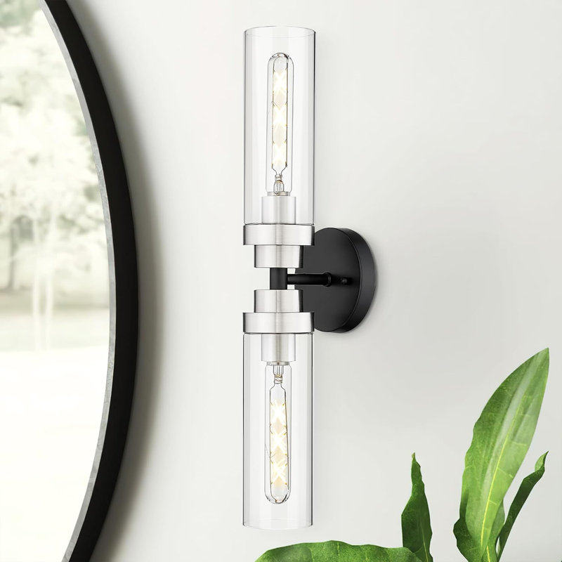 Éclairage de meuble-lavabo moderne avec abat-jour en verre, appliques murales à 2 lumières pour miroir, chambre à coucher et couloir, homologué UL