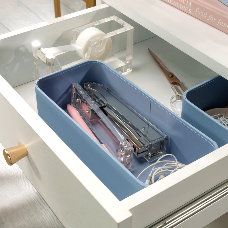 Bureau en L avec plateau en verre, finition blanche