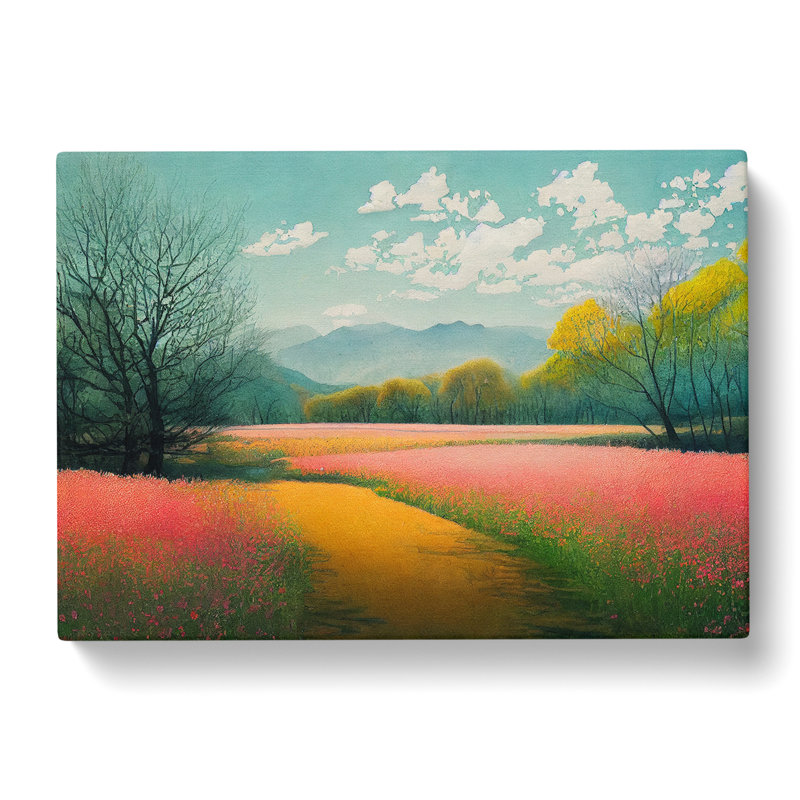 Refined Spring Meadow Landscape - Wrapped Canvas