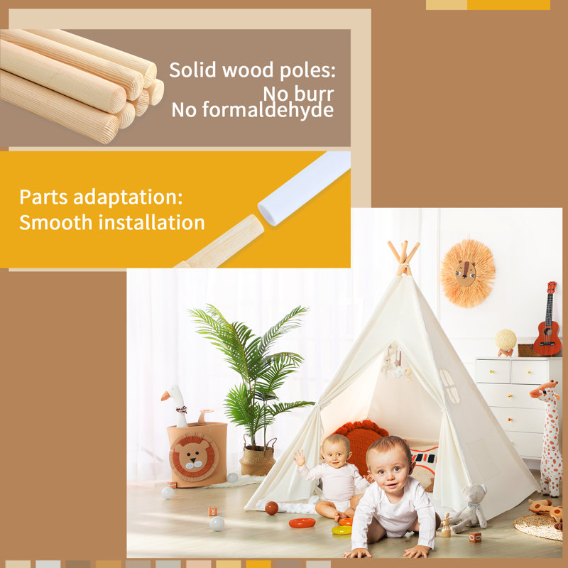 Wilwolfer Indoor/Outdoor Use Canvas Triangular Play Tent with Carrying Bag