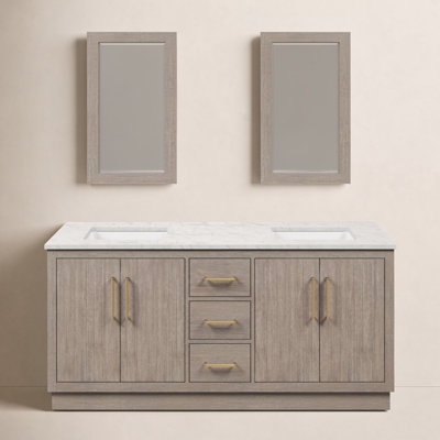 Kamila 72" Carrara Marble Double Bathroom Vanity