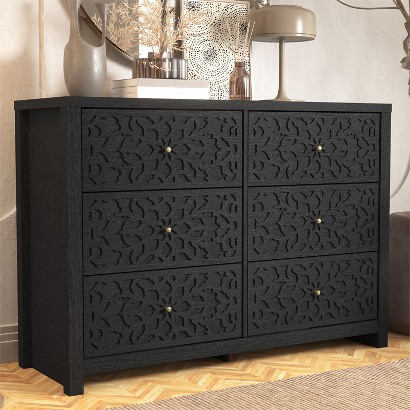 Commode 6 tiroirs L 45,4 po Lukasik, Noir