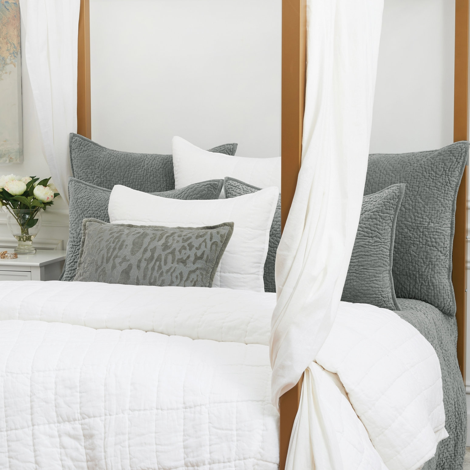 Fielder Linen Quilt Set, King Quilt, White