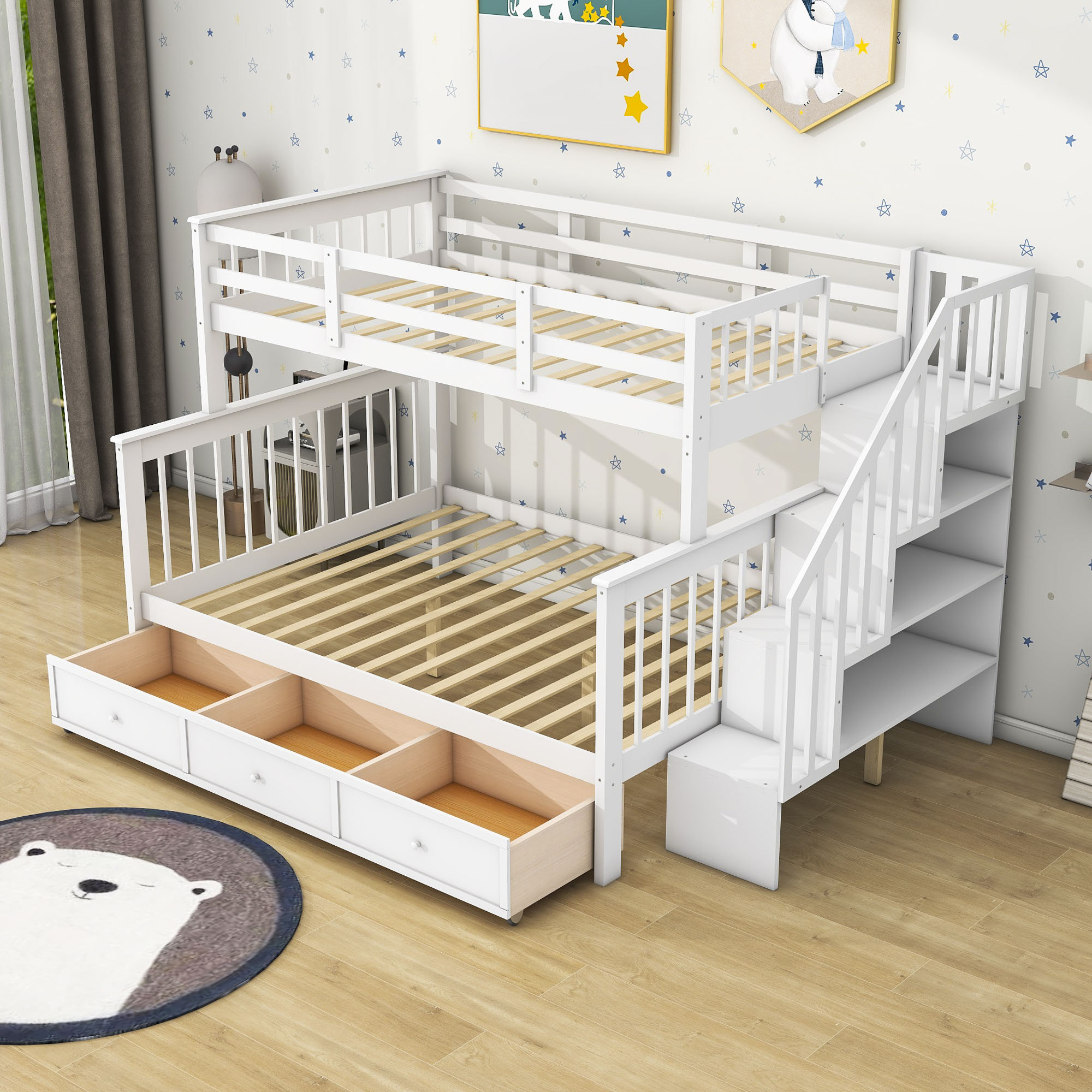 Harriet Bee Grafals Twin over Full 3 Drawer Standard Bunk Bed by ...