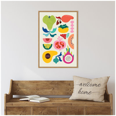 Modern Colorful Abstract Fruits by Rachel Lee 3 Birdies Studio Framed Canvas Wall Art Print