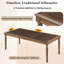 Table de salle à manger rectangulaire traditionnelle de 200 cm (79 po) avec pieds en bois massif tourné et plateau en parquet-1398288523