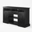 Meuble télé noir pour ferme 65 po avec portes de grange coulissantes et rangement