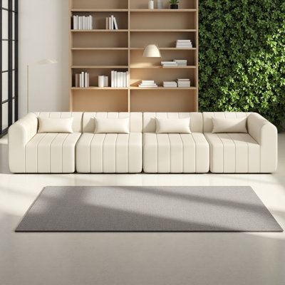 Canapé modulaire entièrement compressé de 145,5 pouces, canapé modulaire rembourré en polyester avec 4 pièces, canapé modulaire en éponge compressée
