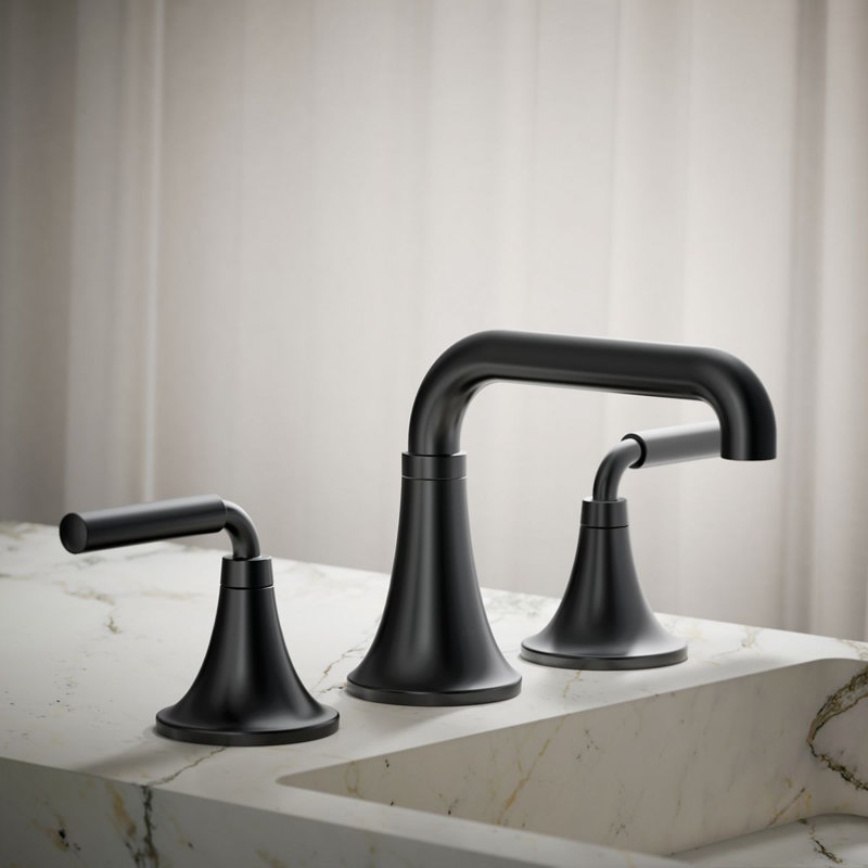 Tone Wall Mounted Bathroom Faucet, Matte Black, 0.5