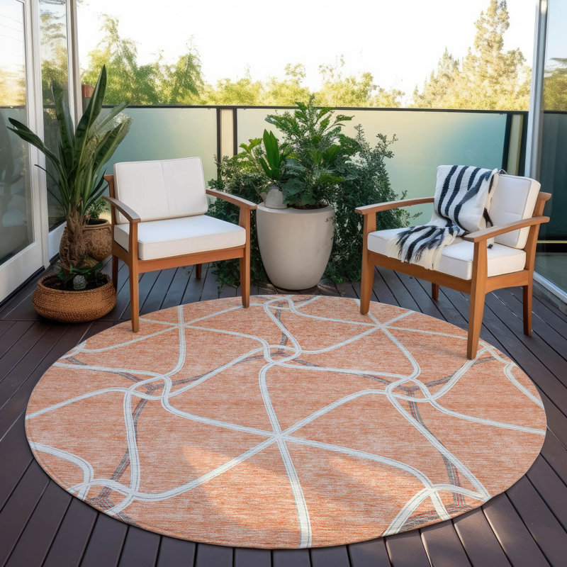  Aleg Area Rug with Non-Slip Backing, Round 8'