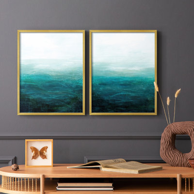 «Drifting Sea I», reproduction encadrée de qualité supérieure - prête à être accrochée - aucun clou requis - aucun clou requis