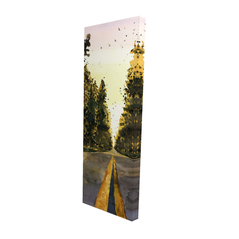 Illustration de Long Road Trees - Toile jaune pour la décoration intérieure