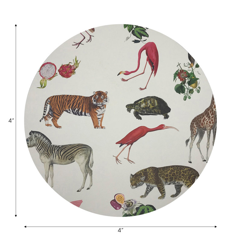 Sous-verres ronds en cuir végétalien naturel Exotix, Naturel
