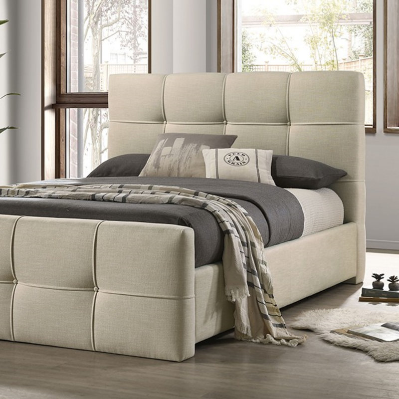 Lit tapissier Kristen, Beige, Très grand