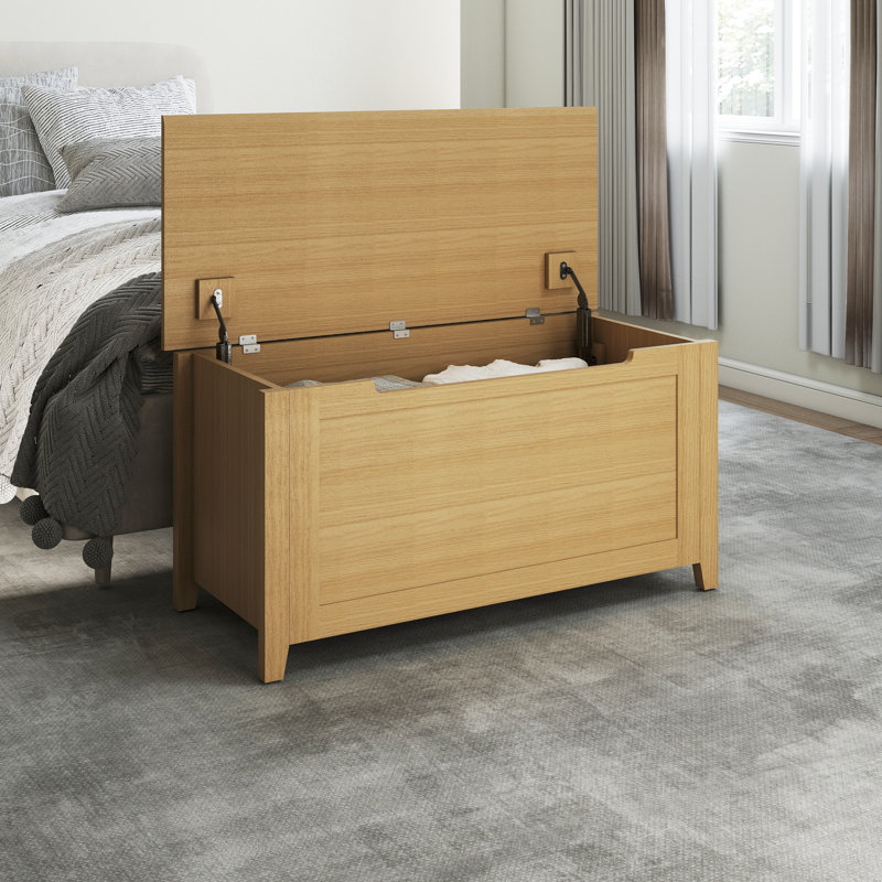 Rover Ottoman Storage Trunk, Oak-Effect Finish, Bedside Storage