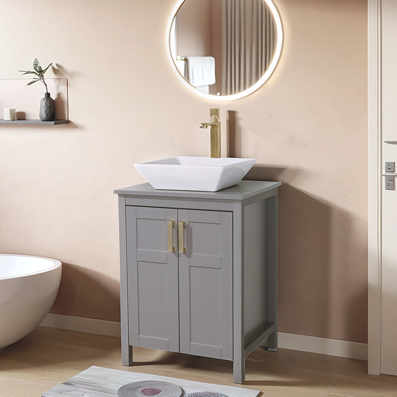 Ensemble de meuble-lavabo simple 24 po gris, Gris