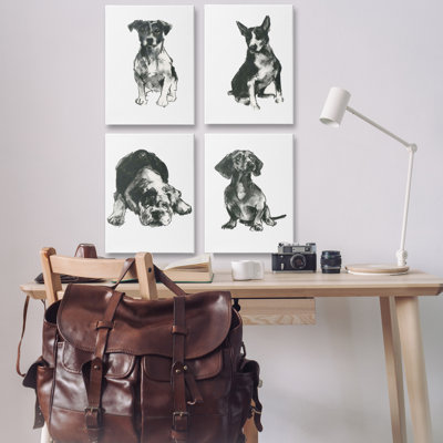  «Traditional Dog Sketches», ensemble de 4 toiles murales par Cartissi