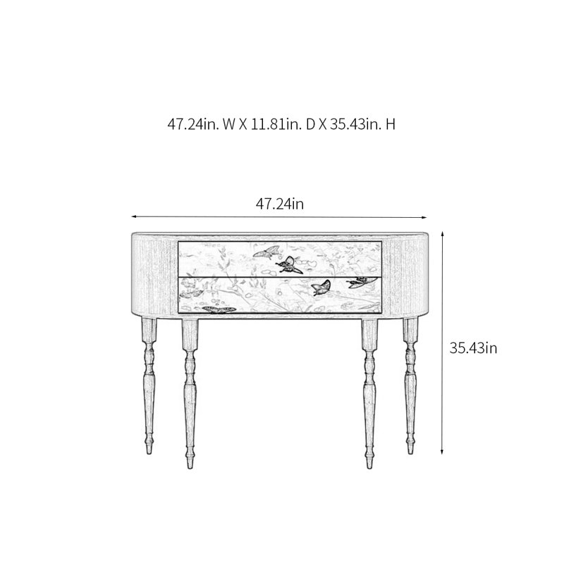 Console rétro élégante avec 2 tiroirs, H 35,43 po x l 47,24 po x P 11,81 po