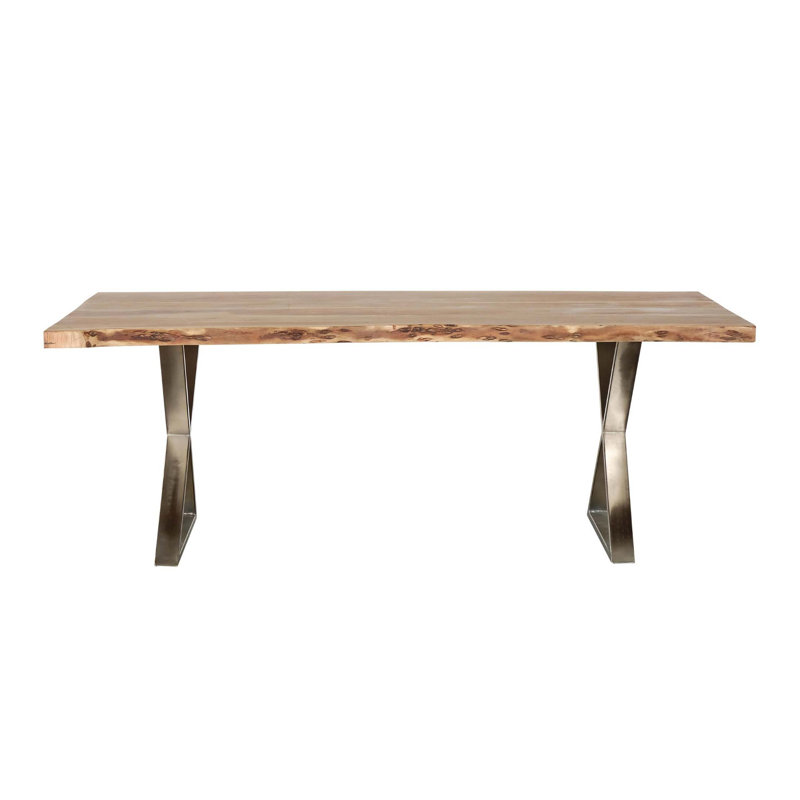 Table de salle à manger en bois et en métal, table rectangulaire à revêtement résistant à l'eau