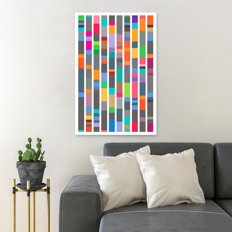 Colorful Rectangles - 1 pièce, impression sur toile tendue, H 14 po x l 11 po x P 2 po