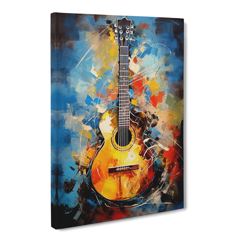 Acoustic Guitar Action Painting - Wrapped Canvas, 76cm H x 50cm W x 3cm D
