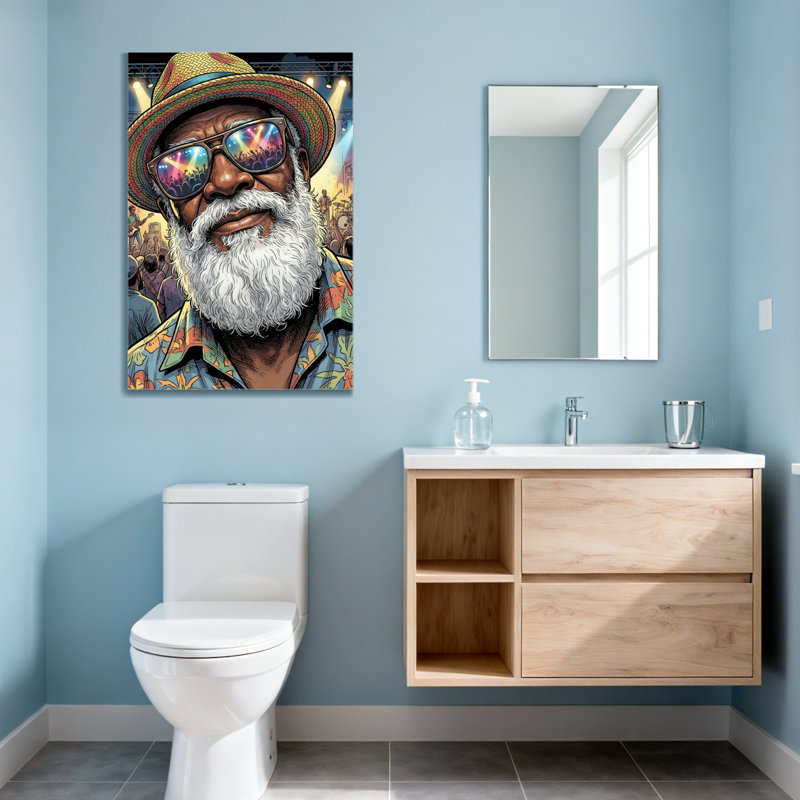 Motif de chapeau de mode coloré avec lunettes de soleil et barbe blanche