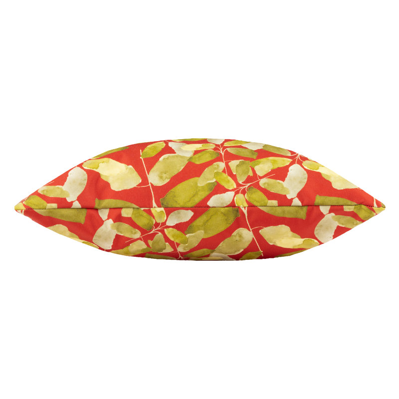 Indoor / Outdoor Floral Square Throw Cushion, Brick Red