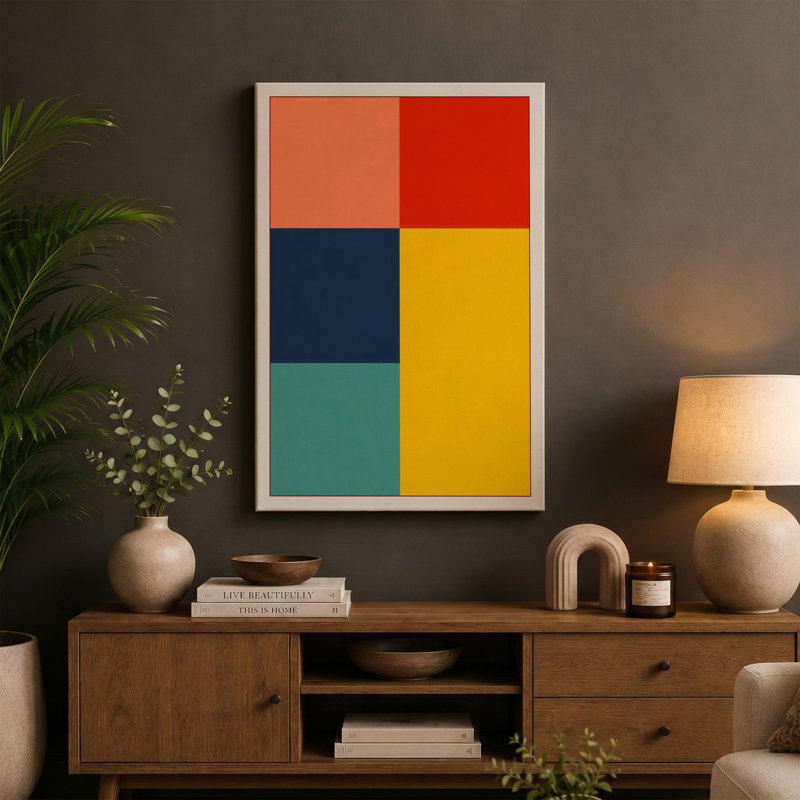 Colour Fields Geometric - Wrapped Canvas, 30x20 - 76.2 x 50.8 cm, Black Border
