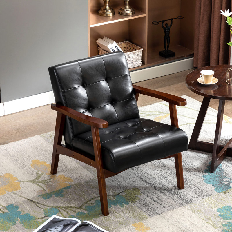 Deveral Faux Leather Armchair, Black Solid, Solid