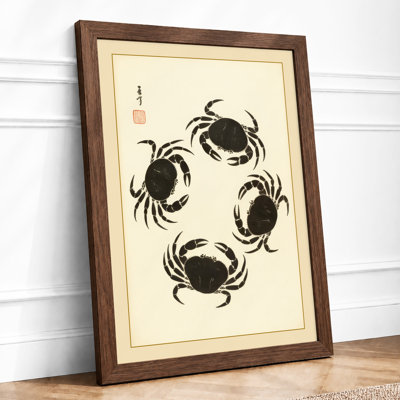 Four Crabs Japandi - Framed Print
