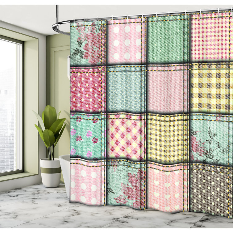 Bless international Geometric Shower Curtain with Hooks Included