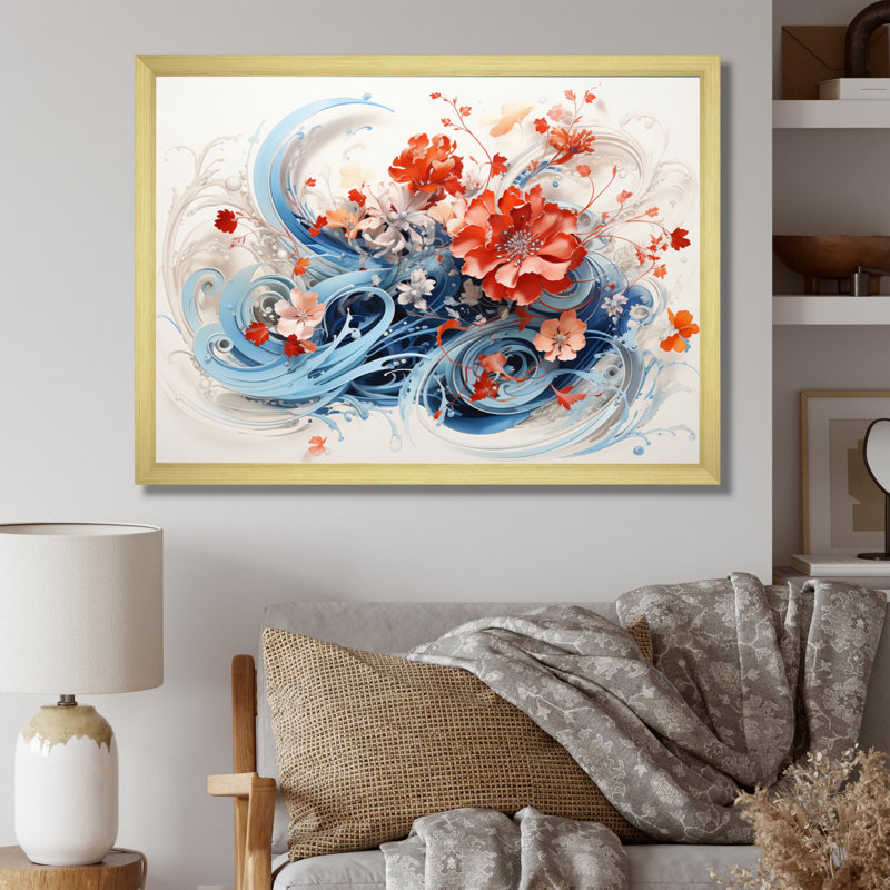 «China Art Calligraphy Essence I» sur toile, H 24 po x l 32 po x P 1 po, Cadre doré à une seule photo