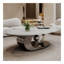 Table basse en marbre avec base sculpturale en acier inoxydable
