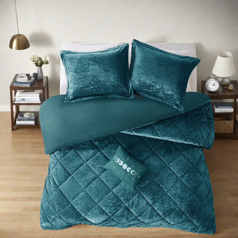 Ensembles de literie en velours luxueux, couleur sarcelle, décoration de chambre glamour